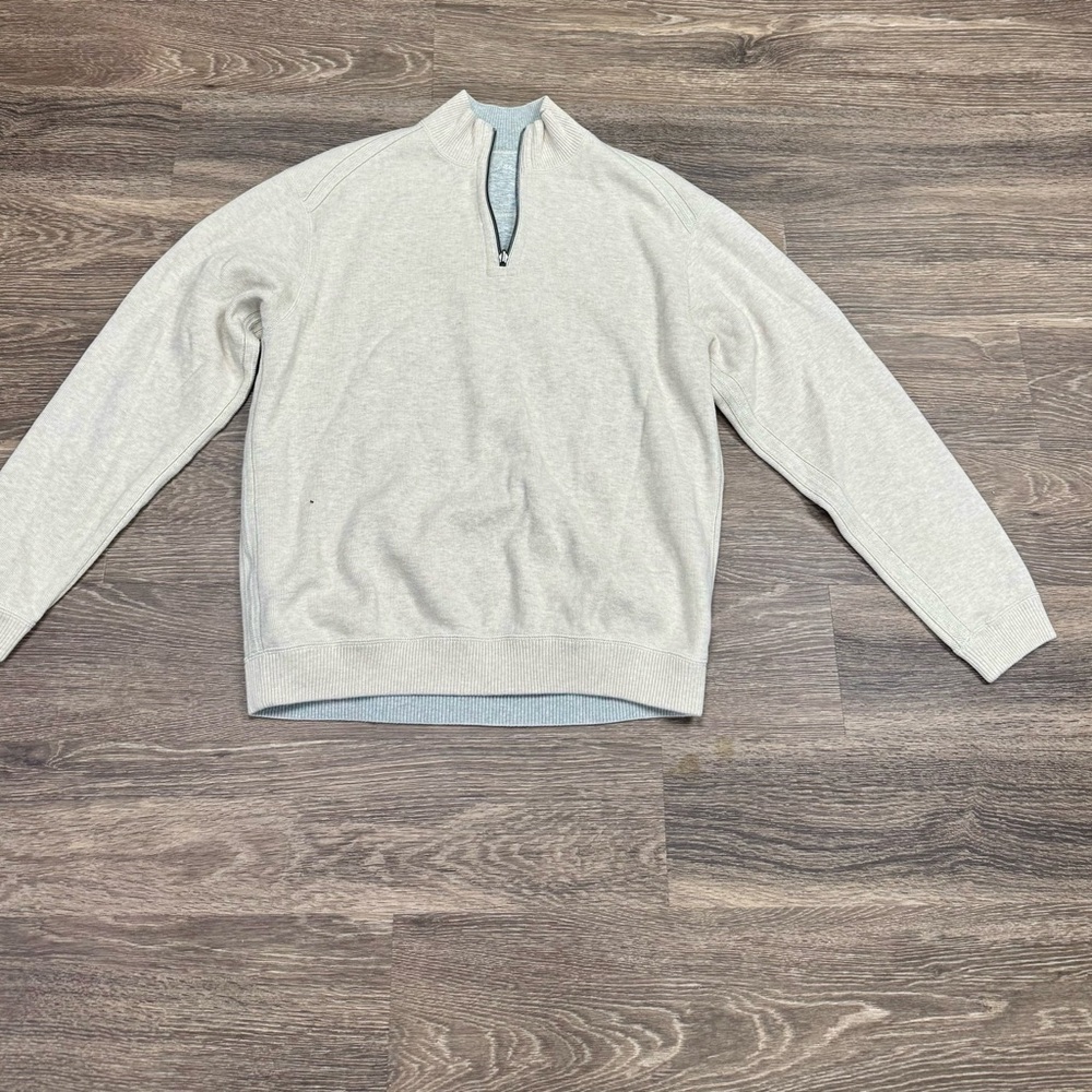 Tommy Bahama Quarter Zip Pullover Sweater Oatmeal Beige Men’s Large - Picture 1 of 7